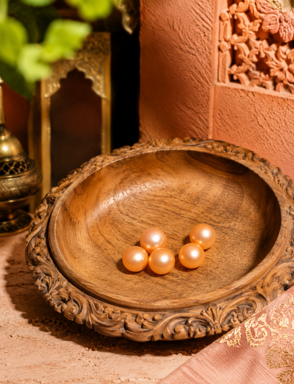 Orange Fresh Water Pearls Button