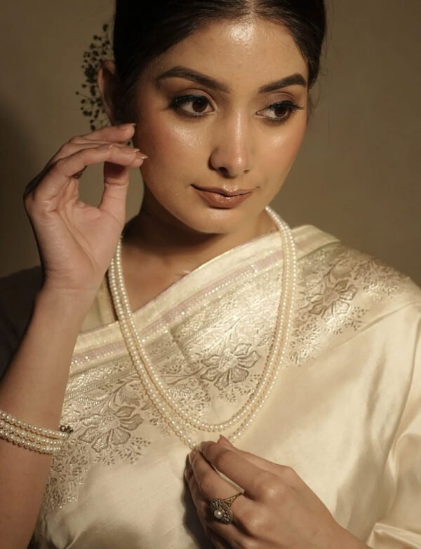 Fresh Water Pearl 2 Line Necklace with Metal Clasp & Earrings