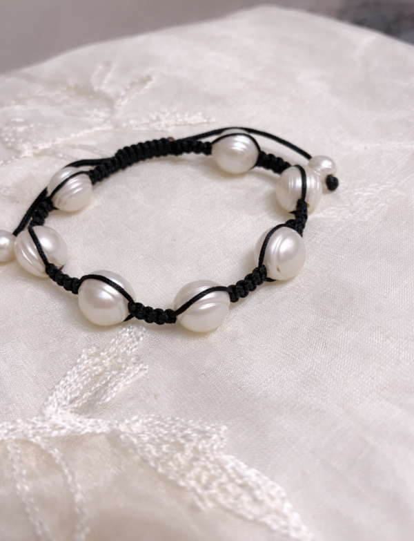 Beautiful Fresh Water Pearl Bracelet in Black Thread