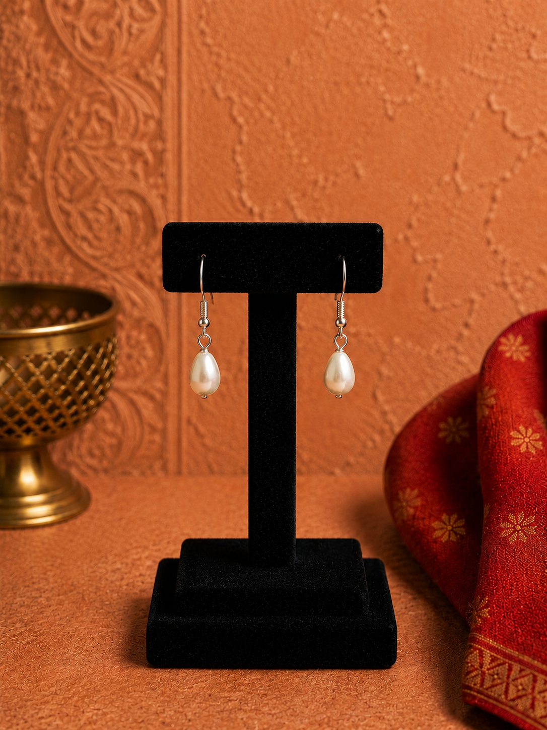 6.5 mm Fresh Water Pearl Earrings With Silver Base