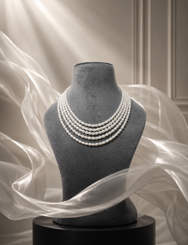 Fresh Water Pearls 5 Line Necklace With Metal Clasp