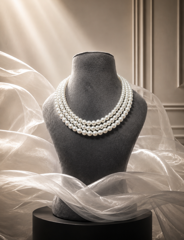 Three-Line Classic Pearl Necklace