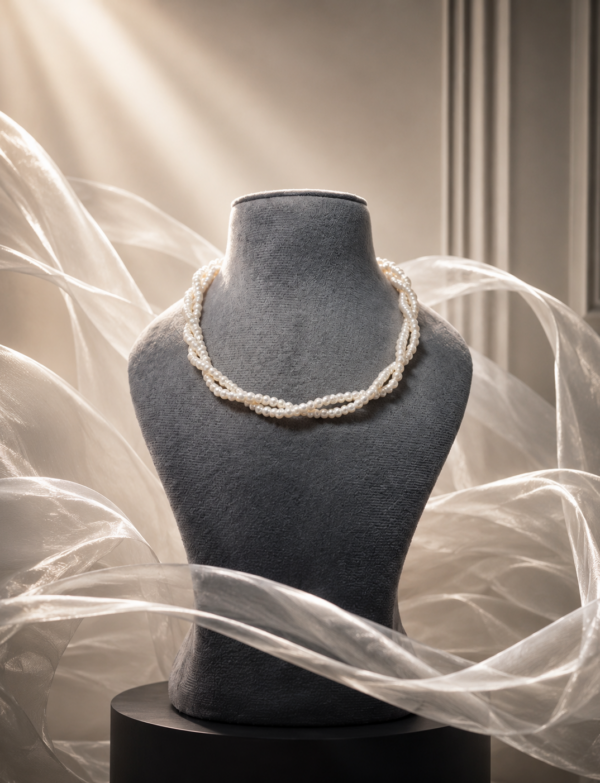 Fresh Water Pearls 2 Line Twisted Necklace